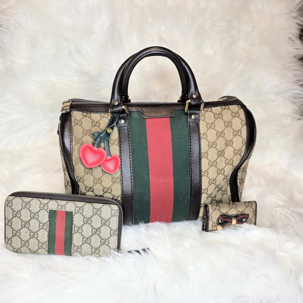 Gucci Sherryline 3 Pc Set. Boston Bag, Wallet, and Keyholder Card Case. - Picture 12 of 12